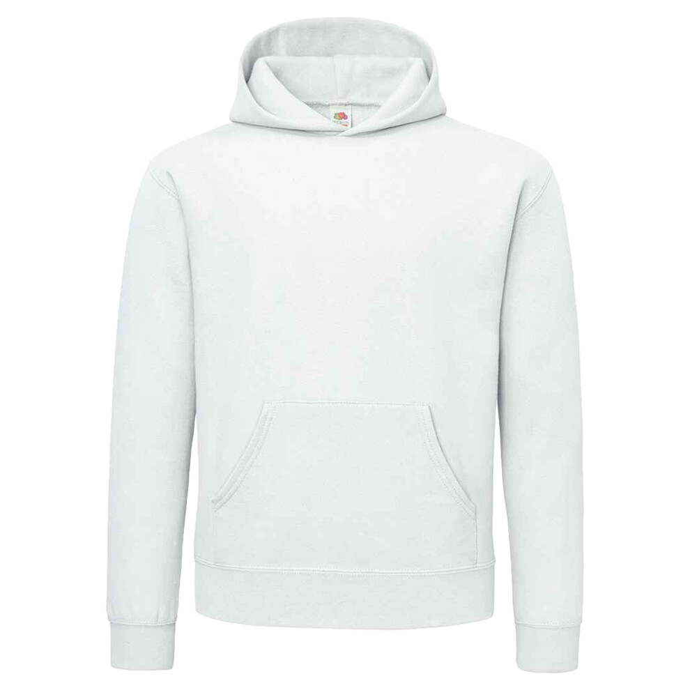 Fruit Of The Loom (L, White) Mens Supercotton Plain Hooded Sweatshirt