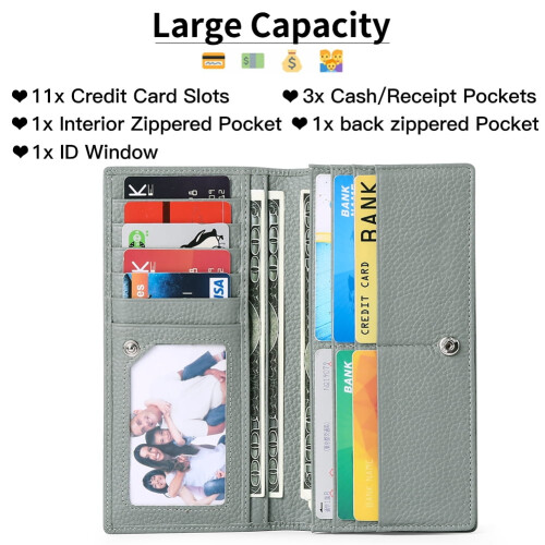 Women's RFID Blocking Wallet Light Gray 2