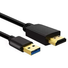 Câble USB vers HDMI Znoogrn, Adaptateur USB 3.0 Mâle vers HDMI Mâle 6.6FT/2M (Noir)