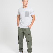 (S, Grey Marl) Bench Mens Algoda Crew Neck Short Sleeve Pocket T Shirt Tee Top