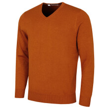 (M, Ginger) Calvin Klein Mens 2026 V-Neck Soft Cotton Easy Care Golf Sweater