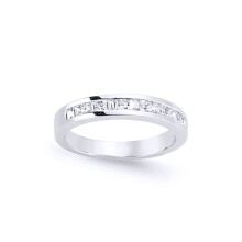 (O) Jewelco London Ladies Sterling Silver Princess Cut Cubic Zirconia Horizontal Channel Set Eternity Ring - GVR559
