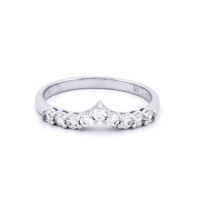 (L) Jewelco London Ladies Solid 9ct White Gold White Round Brilliant Cubic Zirconia Wishbone Eternity Ring - JRN527