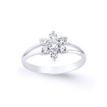 (A) Jewelco London Girls Sterling Silver Cubic Zirconia Split Shoulder Flower Dress Ring - GVR8K