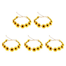 5X Floral Autumn Sunflower Crown Hair Accessories Bridal Tiara Holiday Hair with Sunflower Hair Accessories