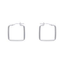 Jewelco London Ladies Sterling Silver Square Shape Hoop Earrings 23mm - ER99