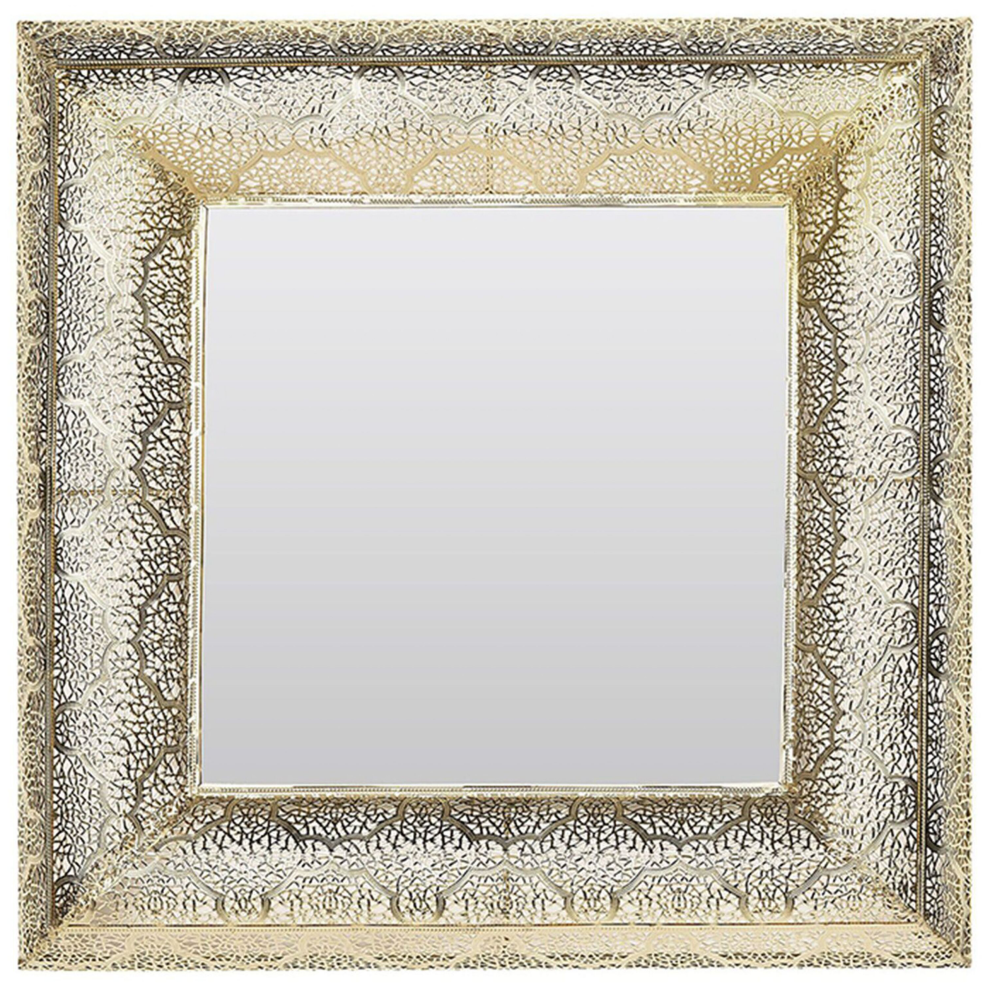 Beliani Wall Mirror Plerin 60 Cm 60 Cm Metal Gold