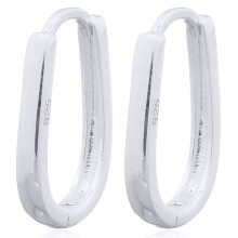 Jewelco London Rhodium Silver Oval Pear Drop Earrings - AER140
