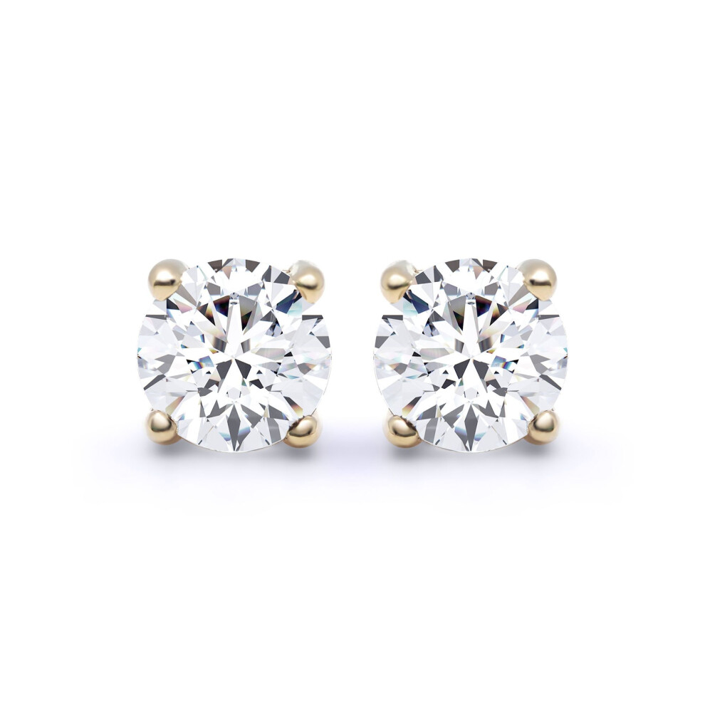 Jewelco London 18Ct Yellow Gold Round Brilliant Lab Grown Diamond Solitaire Stud Earrings, 2.00Ct - Lab18e001-200