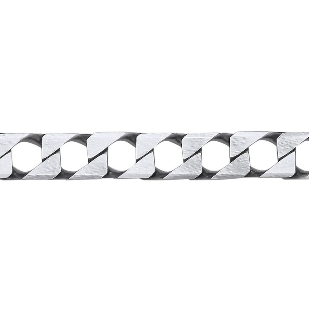 Jewelco London Men's Silver 925 Brushed Square Curb Chain Bracelet 8Mm 8.5 Inch - Image 2