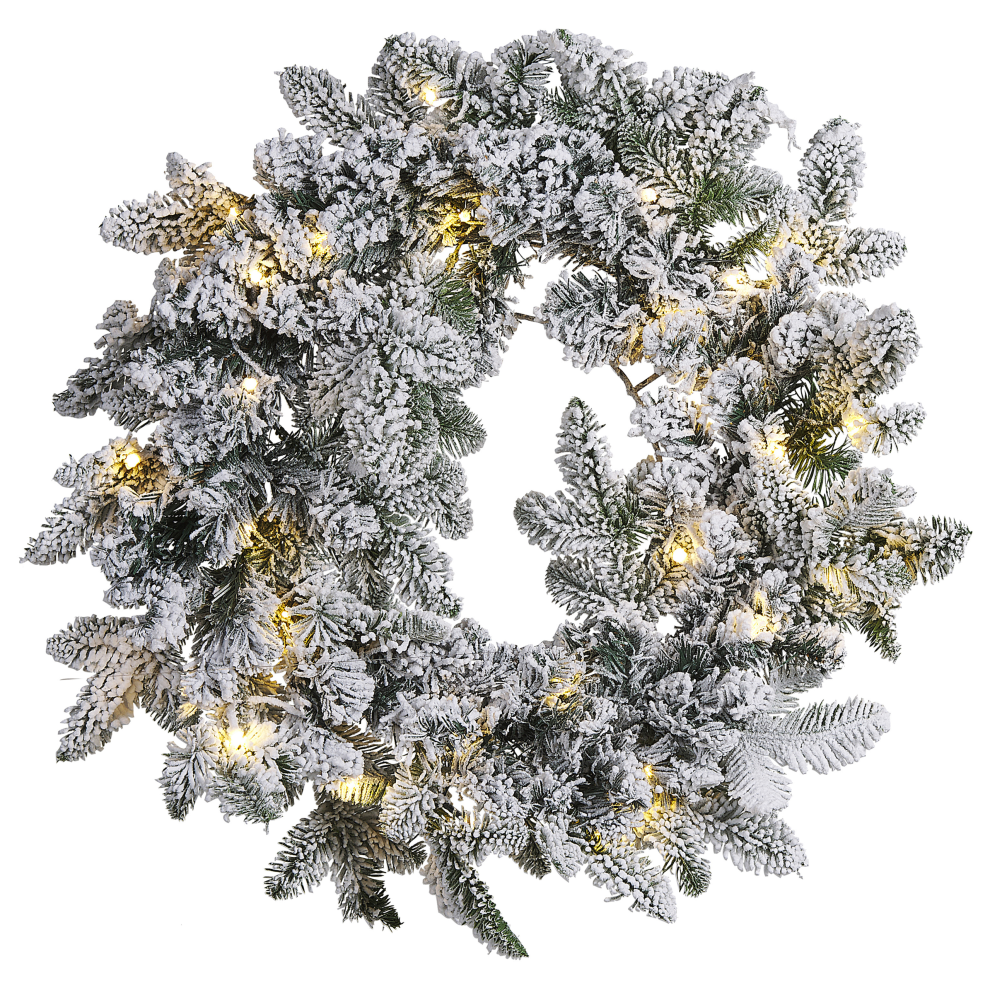 Beliani Snowy Christmas Wreath Led Sundo White 70 Cm