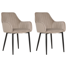 Set of 2 Dining Chairs WELLSTON Velvet Taupe