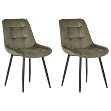 Set of 2 Dining Chairs MELROSE Velvet Olive Green