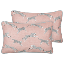 Set of 2 Decorative Cushions ARALES Cotton 30 x 50 cm Pastel Pink Animal Pattern
