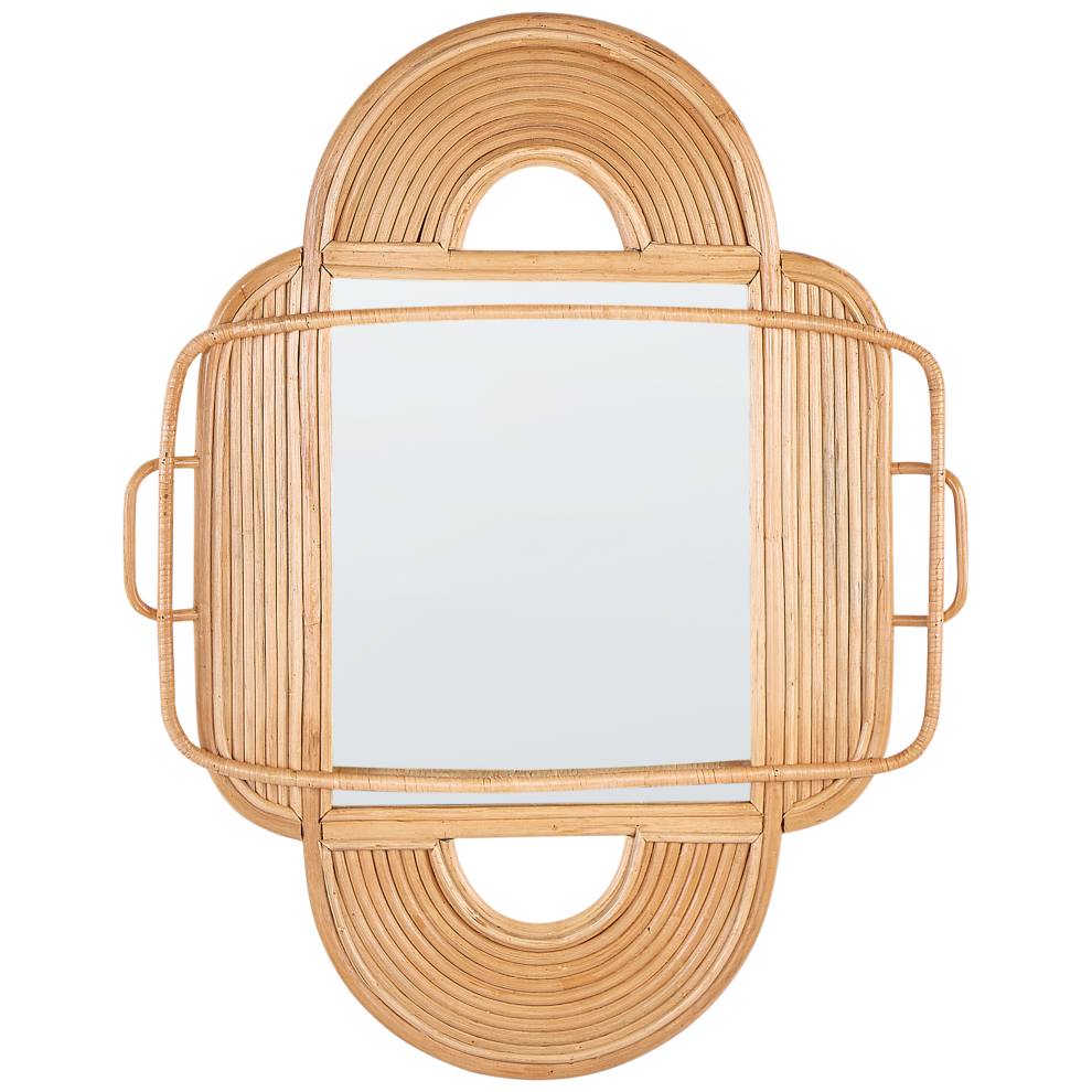 Beliani Wall Mirror Alcorn 70 Cm 90 Cm Rattan Natural