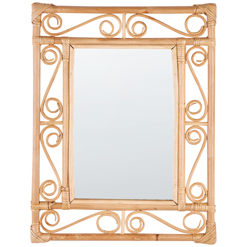 Beliani Wall Mirror Amanu 41 Cm 52 Cm Rattan Natural