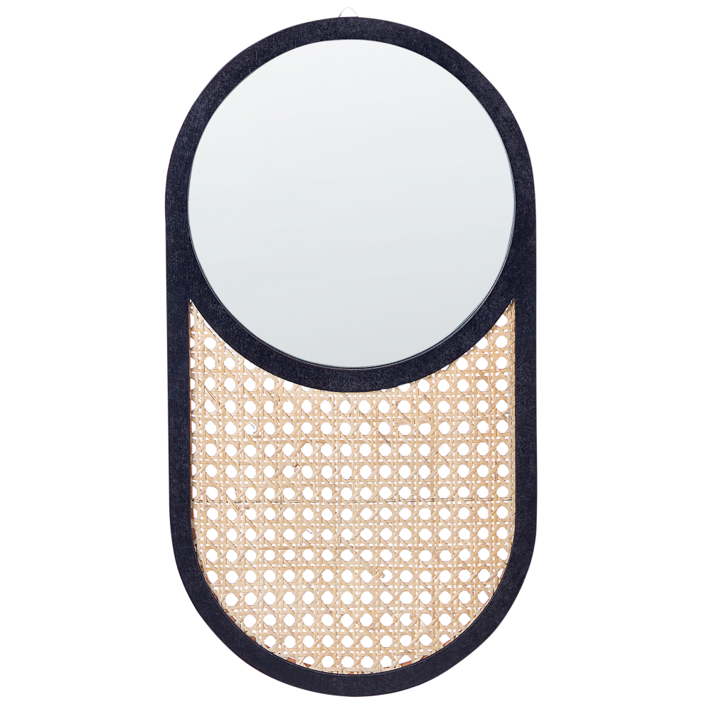 Beliani Wall Mirror Baleal 30 Cm 56 Cm Rattan Natural