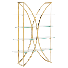 4 Tier Shelving Unit HOLLOW Metal 175 cm Gold