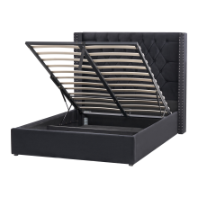 Ottoman Bed LUBBON Velvet Black 140 x 200 cm (EU Double)