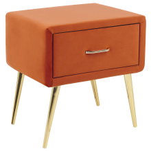 1 Drawer Bedside Table FLAYAT Velvet Orange