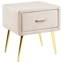 1 Drawer Bedside Table FLAYAT Velvet Light Beige