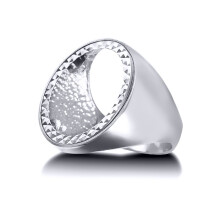 (Z) Jewelco London Men's Solid 925 Silver Domed Polished Full Sovereign Mount Ring - ARN112-F