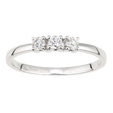 (L) Jewelco London 18ct White Gold Round 8pts Diamond Round 12pts Diamond 3 Stone Trilogy Engagement Ring - DR1AXL664W18