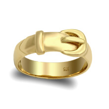 (N) Jewelco London Men's Solid 9ct Yellow Gold Single Buckle Ring - JRN019