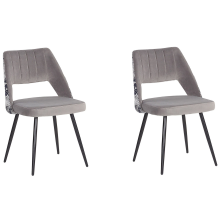 Set of 2 Dining Chairs ANSLEY Velvet Grey