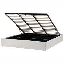 Ottoman Bed without Headboard DINAN Fabric Light Beige 180 x 200 cm (EU Super King)