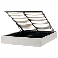 Ottoman Bed without Headboard DINAN Fabric Light Beige 160 x 200 cm (EU King Size)