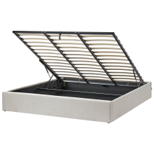 Ottoman Bed without Headboard DINAN Fabric Light Grey 180 x 200 cm (EU Super King)