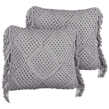 Set of 2 Decorative Cushions BESHAM Cotton 45 x 45 cm Grey Geometric Pattern