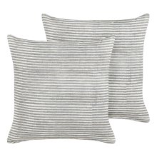 Set of 2 Decorative Cushions KANPAS Linen 50 x 50 cm Grey Striped