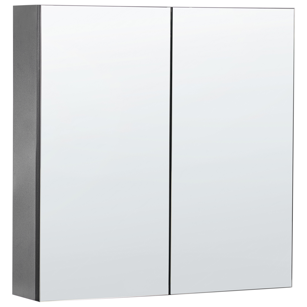 Beliani Bathroom Wall Mounted Mirror Cabinet Navarra 60 Cm 60 Cm Black