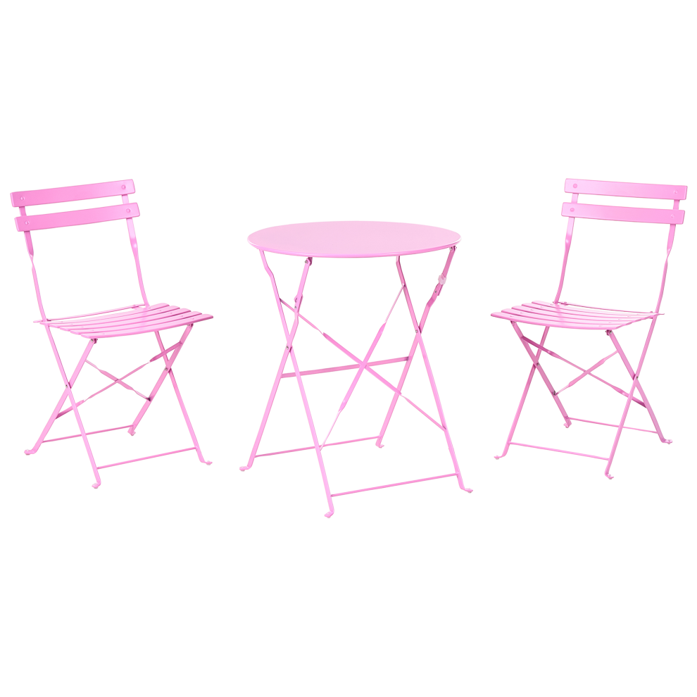 Beliani Bistro Set Folding Fiori Metal Pink