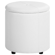 Storage Pouffe MARYLAND Faux Leather White
