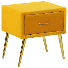 1 Drawer Bedside Table FLAYAT Velvet Mustard