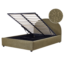Ottoman Bed VAUCLUSE Boucle Olive Green 140 x 200 cm (EU Double)