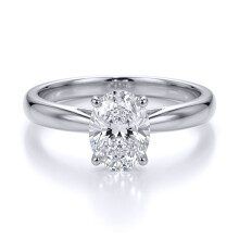 (O) Jewelco London Ladies Solid 9ct White Gold Oval Cubic Zirconia Wed-fit Solitaire Travel Proposal Ring 1.00CT - JRN596