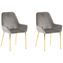 Set of 2 Dining Chairs LOVERNA Velvet Grey