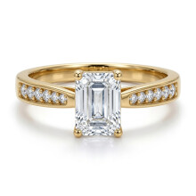 (Q) Jewelco London Ladies Solid 9ct Yellow Gold Emerald Cut Cubic Zirconia Wed-fit Engagement Travel Proposal Ring 1.00CT - JRN601