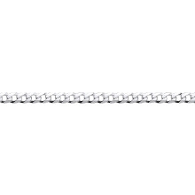 Jewelco London Ladies Rhodium Plated Sterling Silver Bevelled Ultra Flat Curb Chain Bracelet 3mm 7.25 inch - GVCH32-7.25