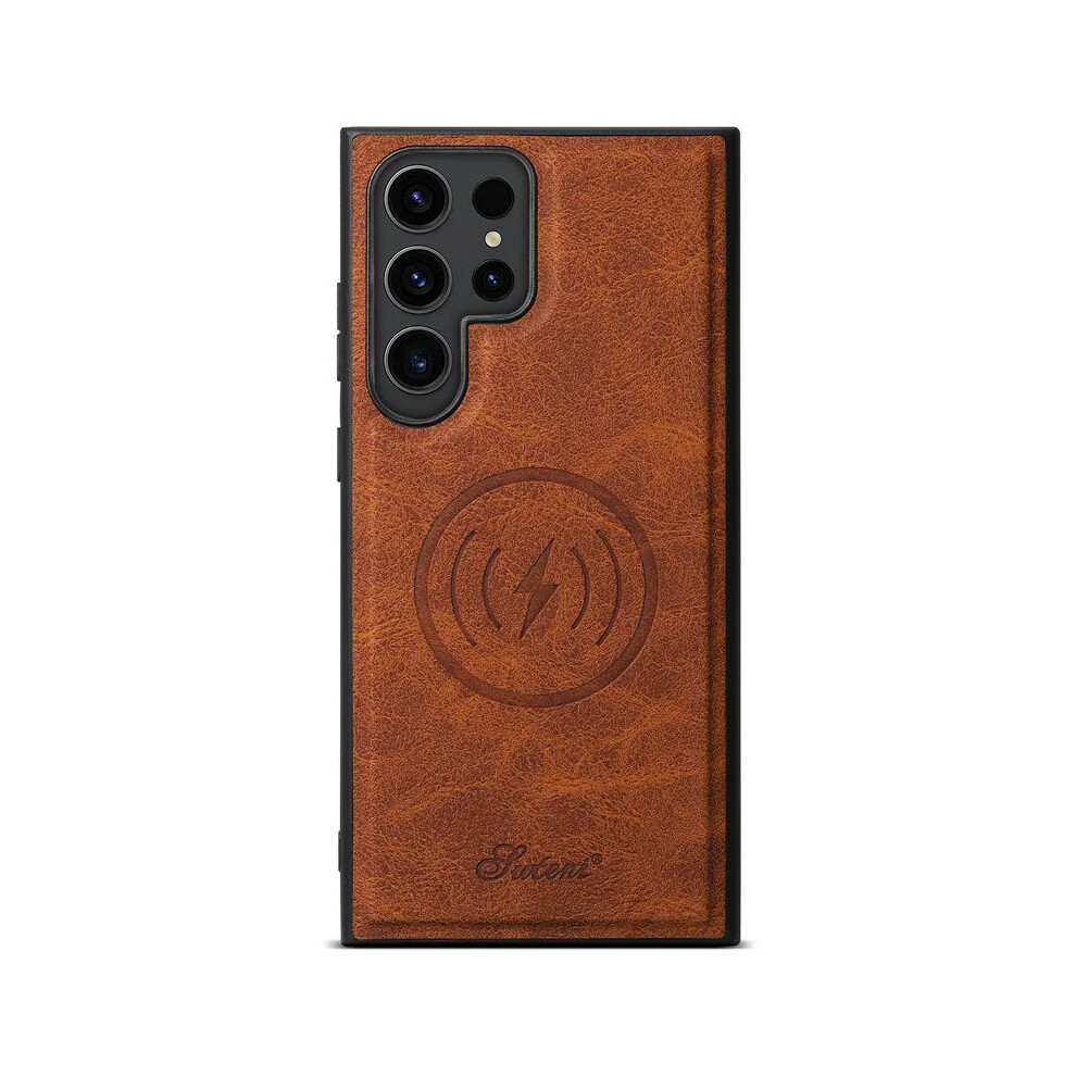 Photos - Case  Leather Magnetic Wallet Phone  For Samsung S24 S23 S22(Alone Case Khaki, S22 Ultra)