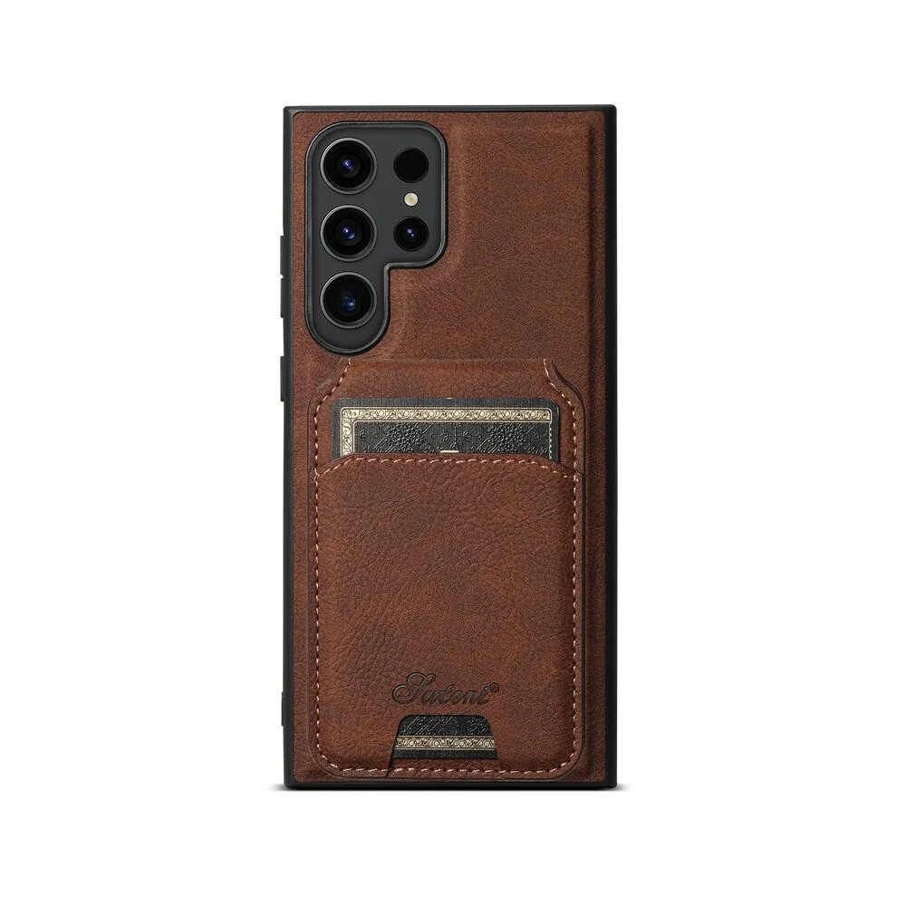 Photos - Case  Leather Magnetic Wallet Phone  For Samsung S24 S23 S22(Brown, Note 20)
