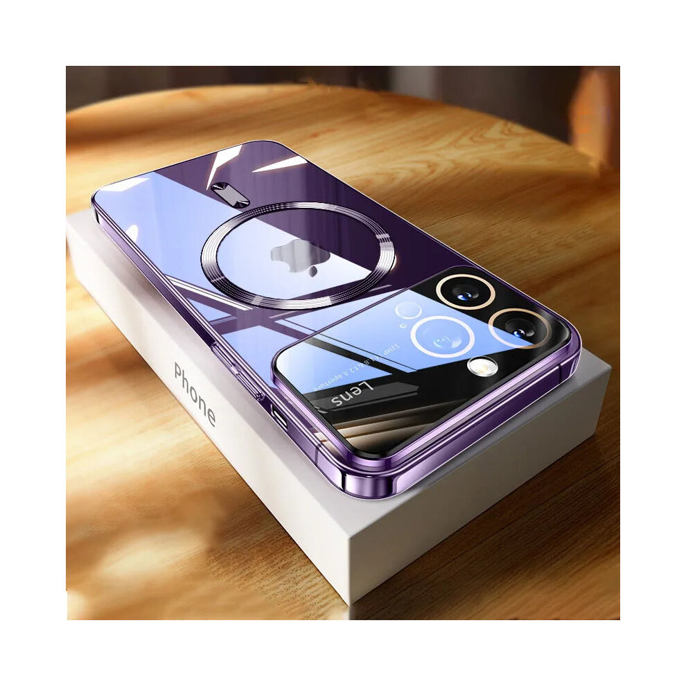 Photos - Case  Magsafe  For iPhone 15 14 13 12 Pro Max Lens Protector(Dark purple, For iPhone 15 pro max)