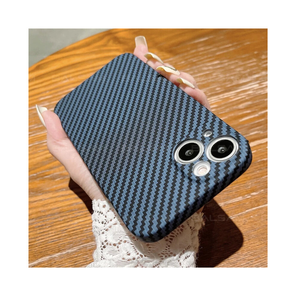 Photos - Case  Luxury Ultra Thin Carbon Fiber Texture Matte  for iPhone 15 14 13 Pro Max(Navy Blue, For iPhone 13Pro Max)