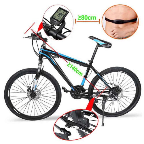 Waterproof Wireless Bike Computer with Heart Rate Sensor, Multifunction LCD Backlit LCD Screen Compatible with 2