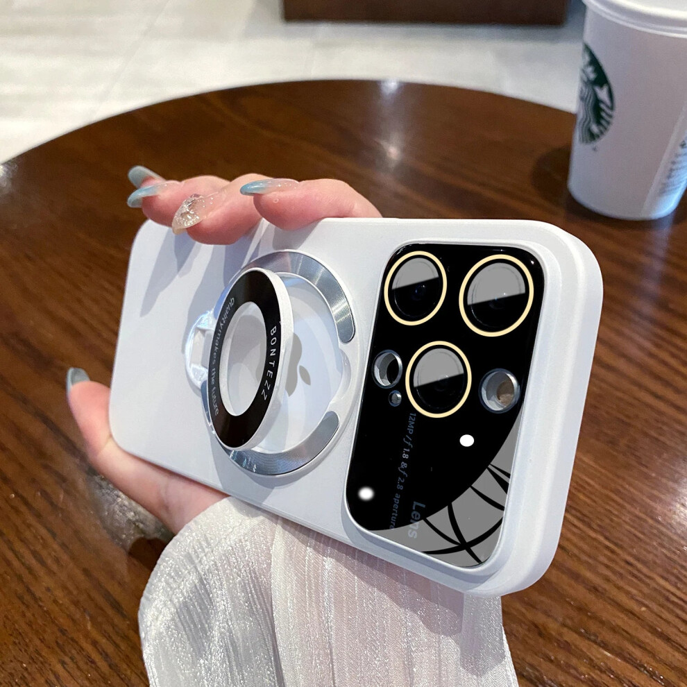 Photos - Case ) Magsafe  for iPhone 15 14 13 Stand Holder Glass Lens Protector(White, for iphone13ProMax(6.7")