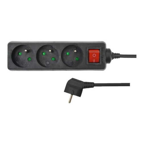 Prolunga fissa - AWTOOLS - 3 prese - 1,5 m - messa a terra e interruttore